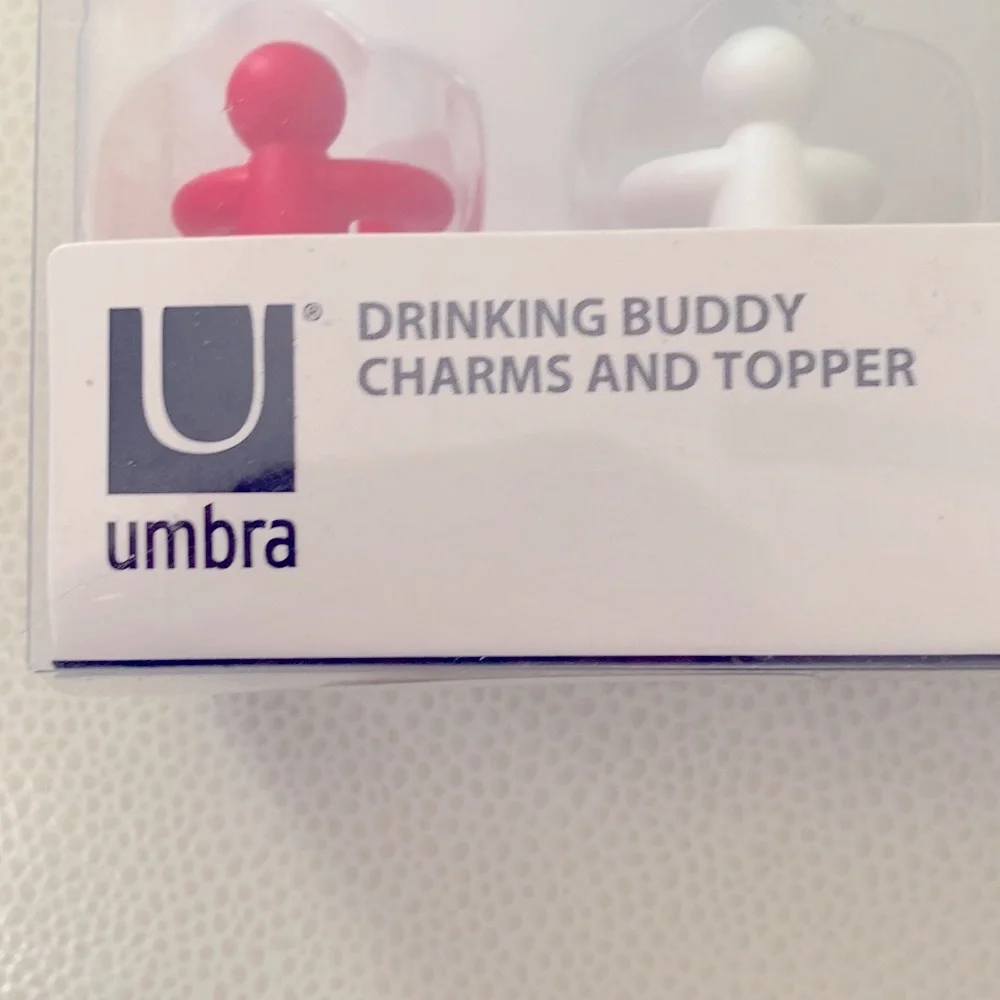 Umbra Drink Markers/Charms & Wine Stopper Drinking Buddies-Perfect Host Gift! 🎁
